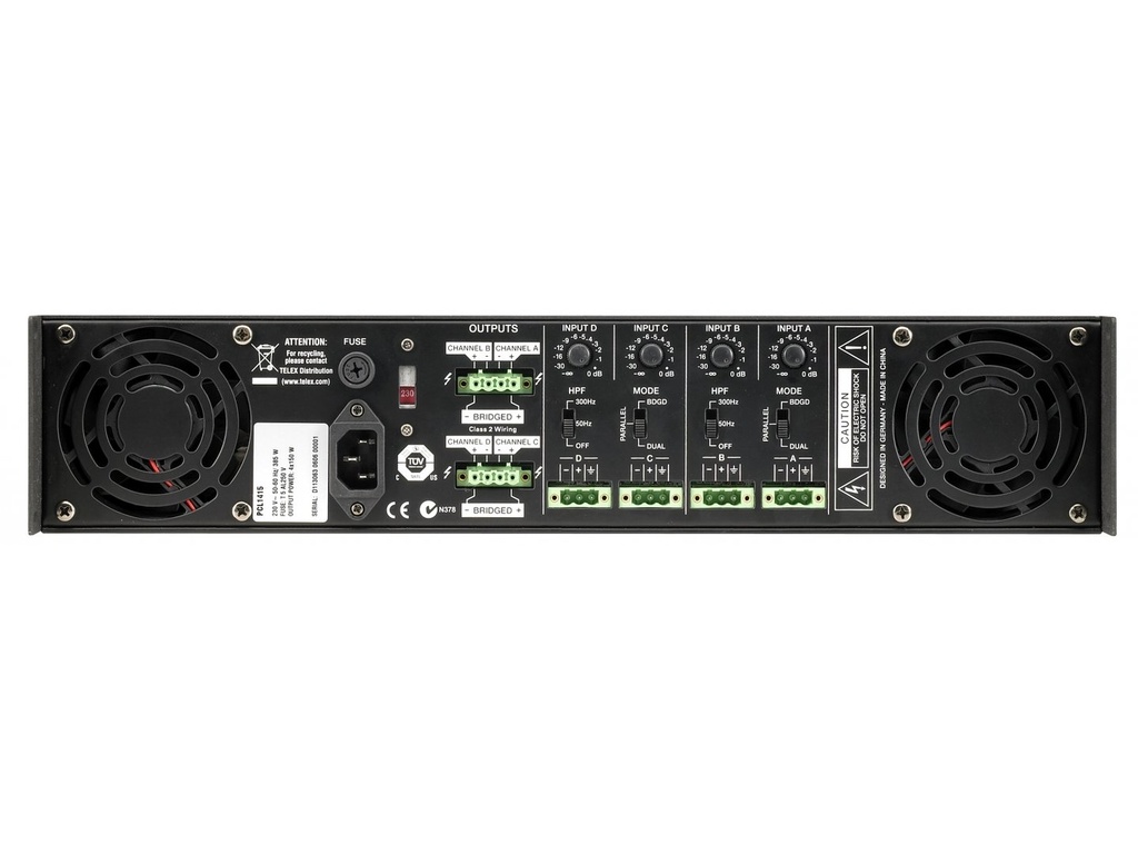 Dynacord Power Amplifier 4 X 150W Low Imp; 2RU