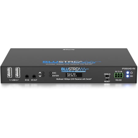 Blustream Uhd Video Receiver 18Gbps Ip Multicast; 2ch Dante 