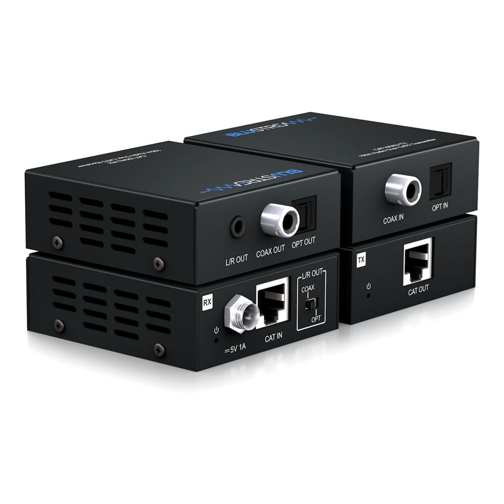 Blustream Digital Audio Extender Optical And Coaxial Poc On Rx, Dac On Tx