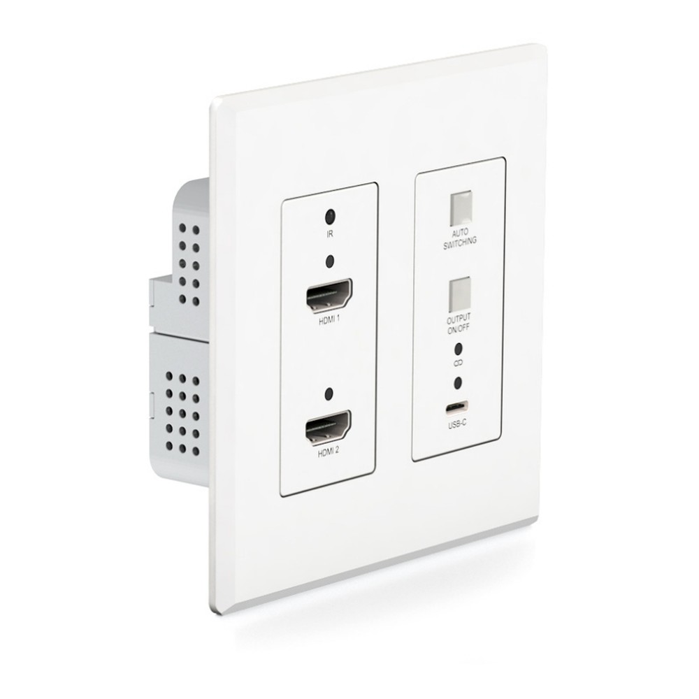 Blustream 2 X Hdmi & 1 X Usb-c Wall Plate Auto Switching For Us Decora Back Box; White