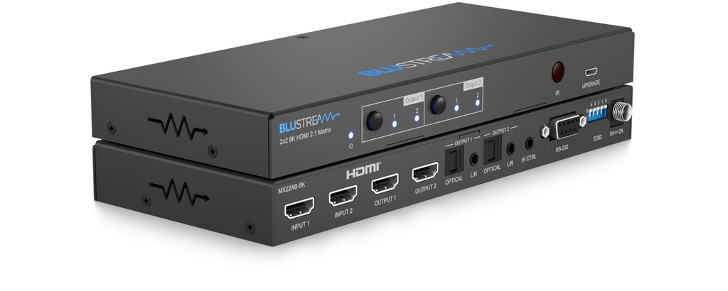 Blustream Matrix 2x2 8K HDMI2.1 HDCP2.3 With Audio Breakout And Edid Management