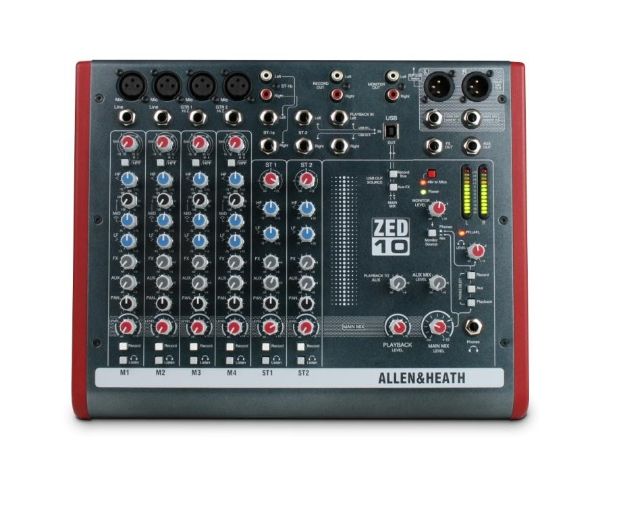 [AHZED10] Allen & Heath ZED10 Mixer 4 Mono+2 Stereo 2 Aux 2-Track USB Interface