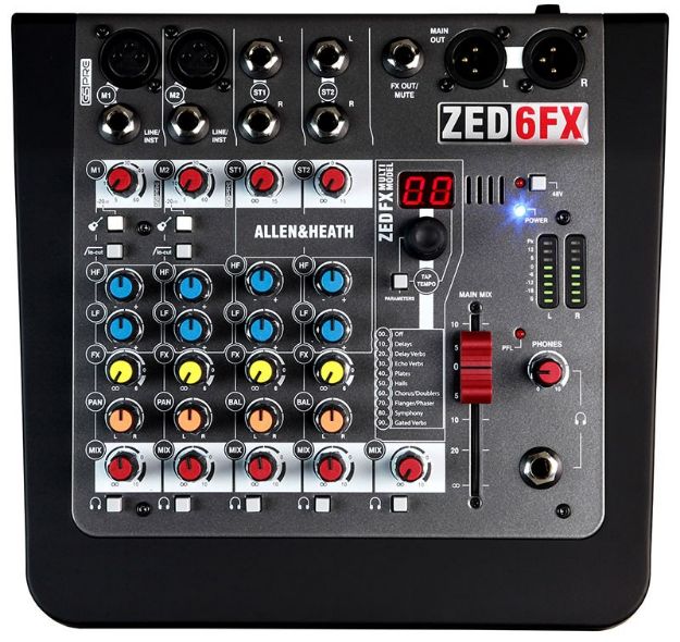 [AHZED6FX] Allen & Heath ZED6FX Mixer 2 Mono+2 Stereo 1 Aux