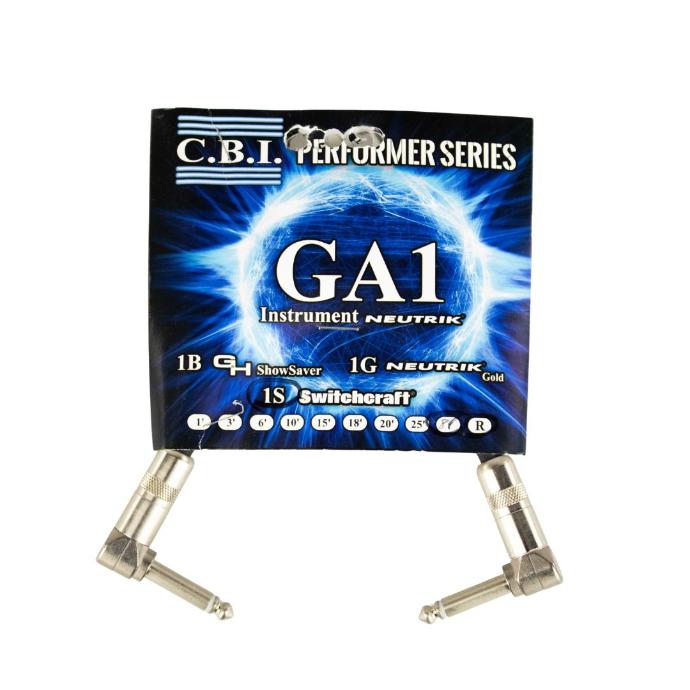 [CBI-GA1S-8INCH-2R] CBI Cables - 8 Inch Guitar Patch Cable - 2 x Right Angle